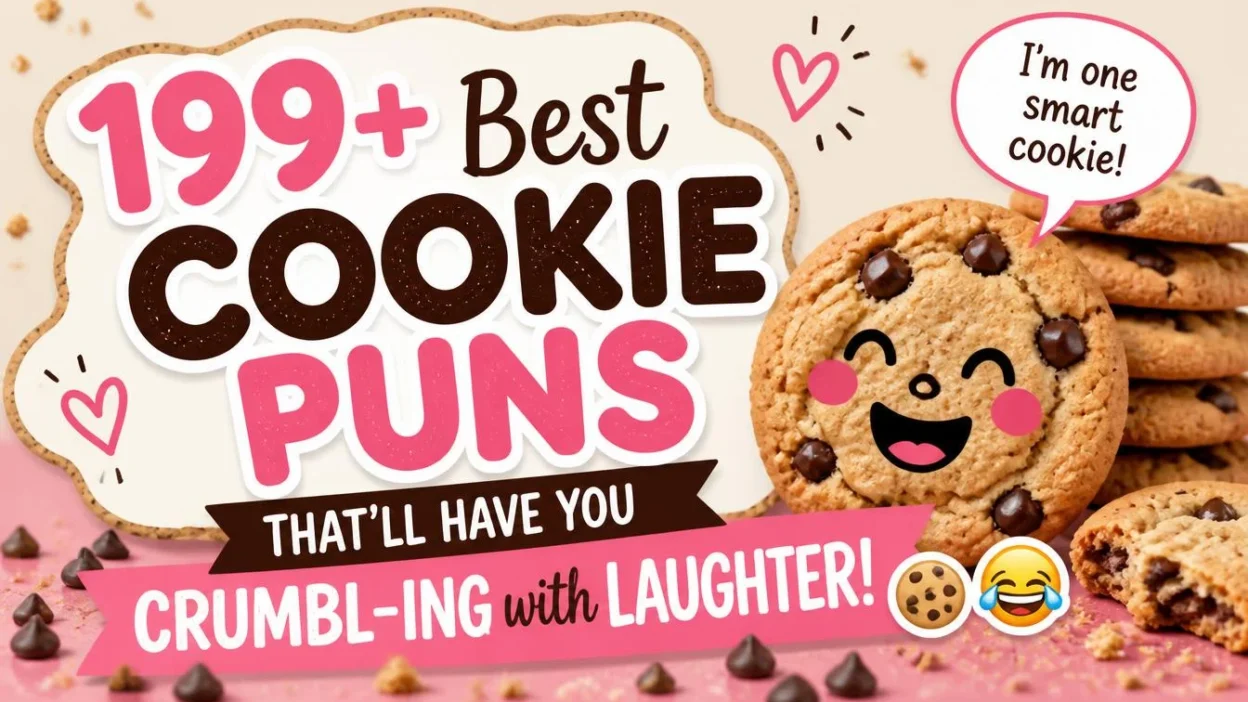 Get 199+ funny, family-friendly cookie puns about baking, chocolate chips, and dough—perfect for kids, captions, and daily laughs! 🍪😂